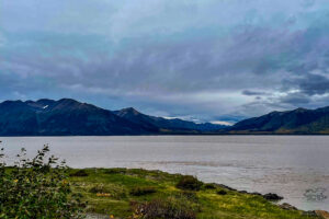 The view across the water at Turnagain Arm outside of Anchorage.