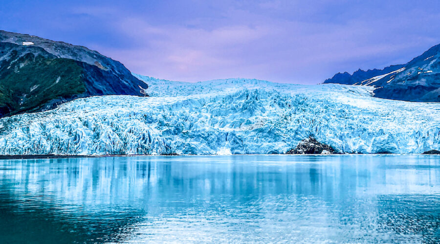 The Aialik glacier is a large sheet of ice that is up to five miles deep in places.
