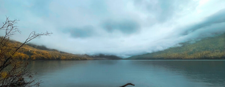 Eklutna Lake is a large, glacial lake in the mountains outside of Anchorage, Alaska.