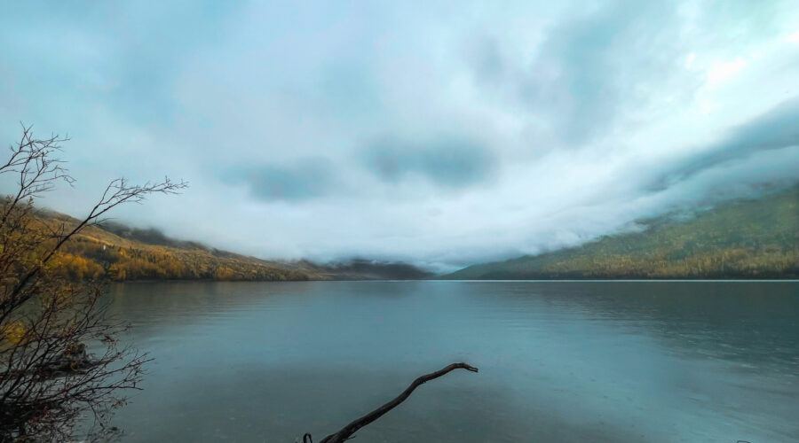 Eklutna Lake is a large, glacial lake in the mountains outside of Anchorage, Alaska.